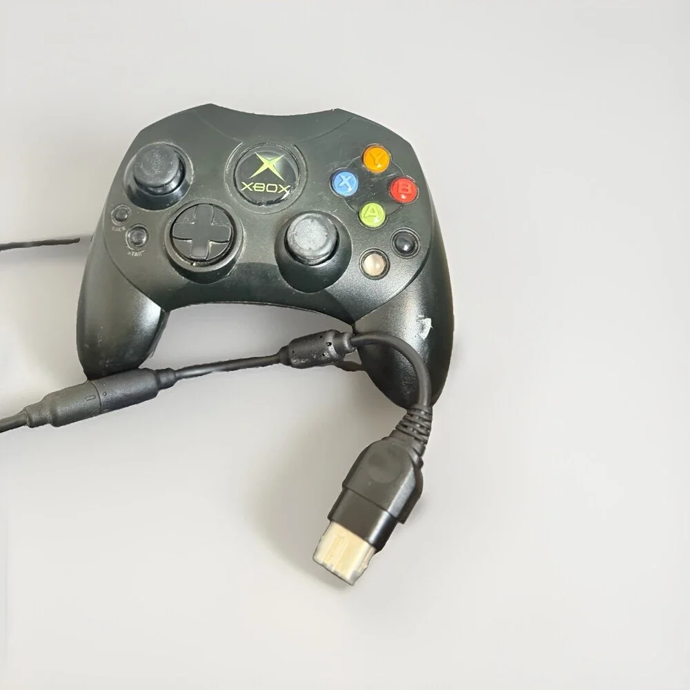 Original Microsoft Xbox Black Controller Wired TESTED WORKS- Detatchable